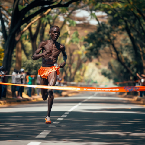 Chitrmela a kenyan runner breaking through the finish line of a  51dfc812 bf9e 484f add2 3dfb18067a02 3