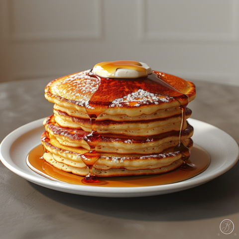 Chitrmela plate of homemade pancakes topped with syrup realistic e66a7932 d926 4f94 9ae8 c4647d44d10a 1