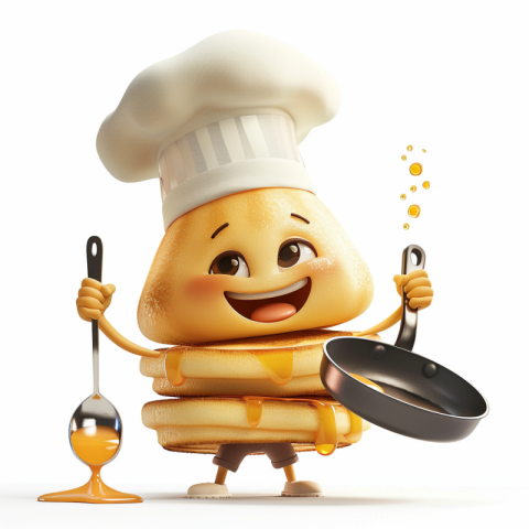 Chitrmela pixar style cartoon pancake wearing a chef hat holding 718d8246 edad 4685 8768 50b6b3cc80ee 3