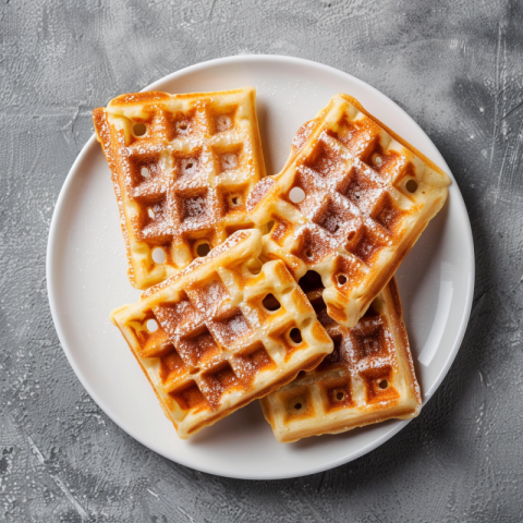 Chitrmela 3 Viennese classic waffles on a white plate on a gray  6f821d14 cbe4 4d39 9345 53cffd304946 3