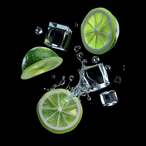 Chitrmela two lime slices and 3 ice cubes flying On black backgr 8454d104 8f6d 44be 838f 084a581ea440 1