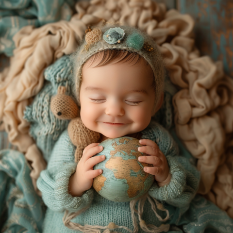 Chitrmela beautiful newborn smiling holding the earth   stylize  dcdd1516 668c 409e a270 93f2fb1c34f6 1