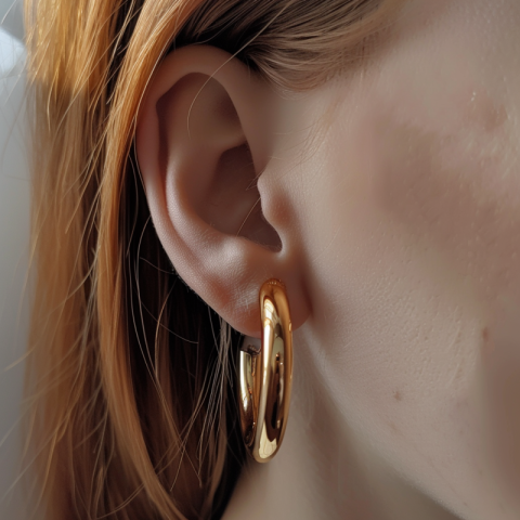 Chitrmela golden shiny cartilage hoop earrings close up side vie 80f69dbf f670 4124 a3fa bf0e198104fd 1