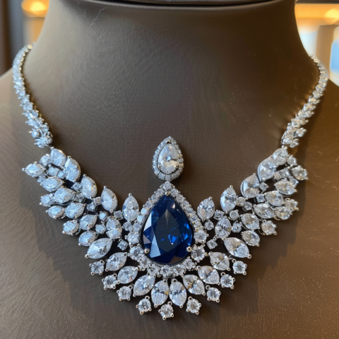 Chitrmela high end necklace tear drop saphire in centre tear dro 0e7f4956 a1c3 4780 b479 515869248c1e 1