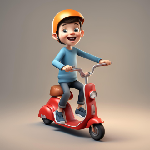 3D Boy Riding Scooter