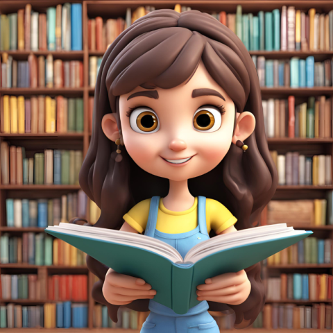 Young Girl Reading Books