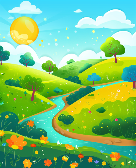 Chitrmela Design a vibrant colorful cartoon landscape that blend 884044f0 4d4e 4406 b5c9 72f1bb9635fd 0