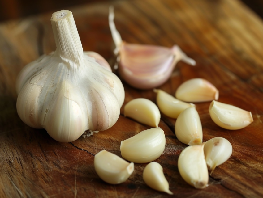 Chitrmela Garlic with peel and garlic without peel on a wooden d 62cb63c3 2da6 4db0 8d03 b36232043690 3