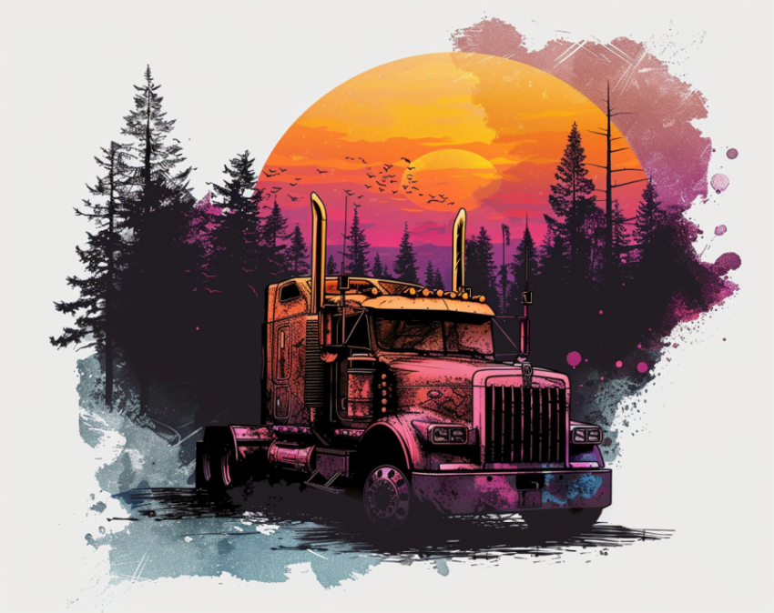 Chitrmela a truck with a sunset background clipart in the style  ecf19c25 c901 42c6 b915 2ac17150cd6c 1